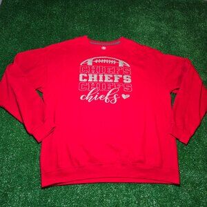 NFL Kansas City Chiefs fleece crewneck sweatshirt glitter print